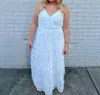 B.right Lace Up Floral Maxi Dress In White In White
