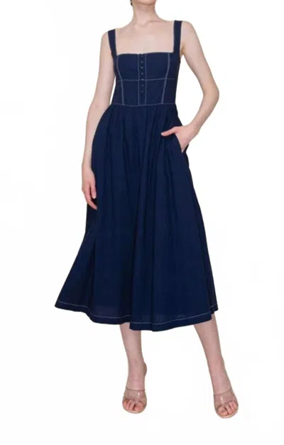 B.right Manhattan Midi Dress In Navy In Blue