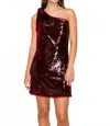 B.right One Shoulder Ribbon Tie Sleeveless Mini Dress In Burgundy In Burgundy