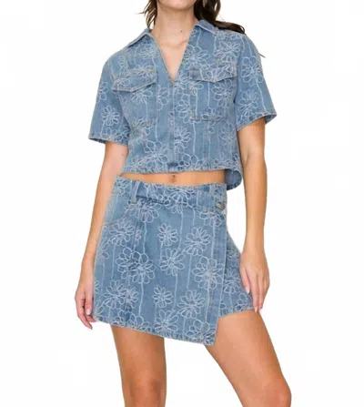B.right Sunny Days Top In Denim In Blue