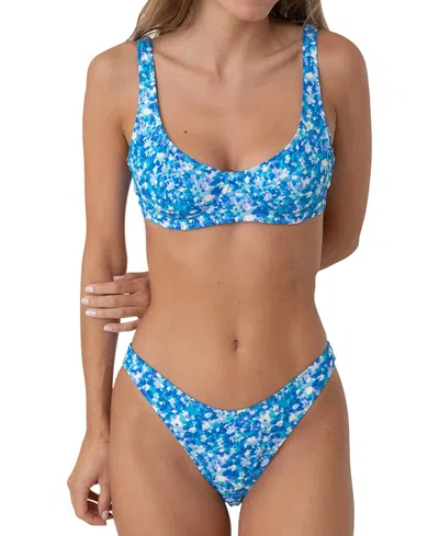 Bright Swimwear Capri Bottom In Aqua Floral