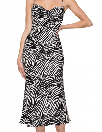 B.right Zebra Cowl Neck Dress In Black And White