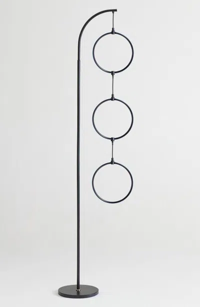 Brightech 3 Ring Lamp 74" Novelty Halo Integrated Led Floor Lamp With Color Changing Rgb Light In Black