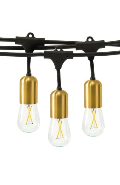 BRIGHTECH BRIGHTECH 48 FT, 15‑LIGHT PLUG‑IN HEAVY DUTY LED OUTDOOR STRING LIGHTS, GOLD ACCENT BRASS SOCKET AND