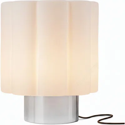 Brightech Addison 9" Chrome Matte Glass Integrated Led Table Lamp With Sliding Dimmer In Silver