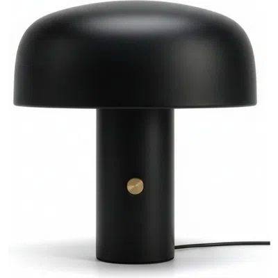 Brightech Anita Cream 12" Modern And Elegant Led Table Lamp With Brass Rotary Knob In Black