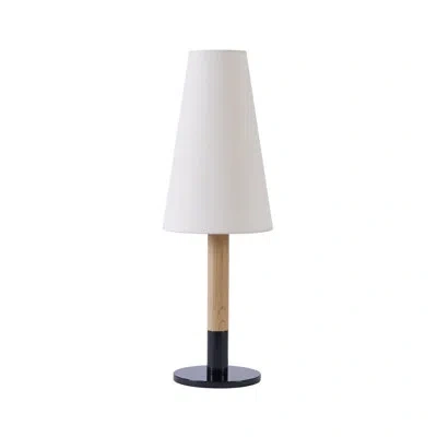 Brightech Arthur 19" Modern Led Table Lamp With White Fabric Cone Shade And Two-toned Base In Black;brown