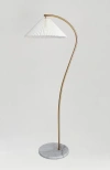 Brightech Athena 62" Gold Led Floor Lamp With Marble Base And Pleated Fabric Shade, Bulb Included In Gold