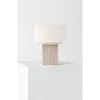 Brightech Atticus 15" Modern Led Natural Limestone Table Lamp With Cotton Fabric Shade In Neutral