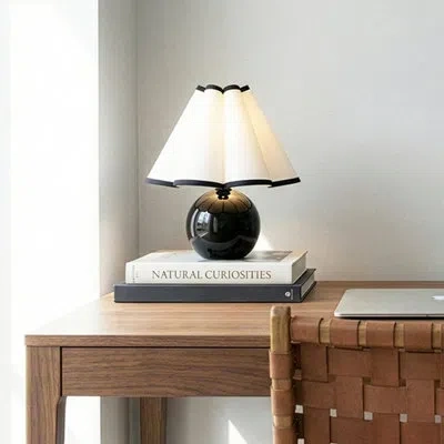 Brightech Blair 10 In. Led Mid-century Table Lamp With Black Marble Round Base