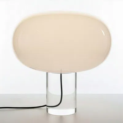 Brightech Callisto 11" White Glossy Glass Integrated Led Table Lamp With Dimmable Knob In Neutral