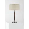 Brightech Carter 26" Linen And Woodgrain Table Lamp With Pull Chain Switch In Brown