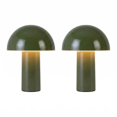 Brightech Celia Rechargeable Cordless Led Desk Lamps, Set Of 2 In Green