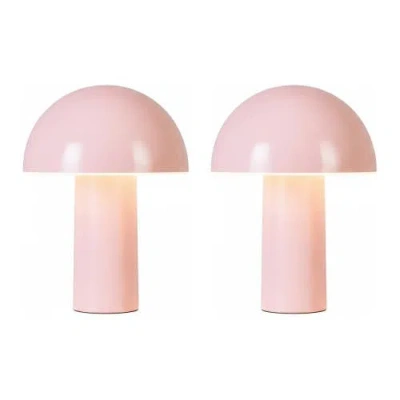 Brightech Celia Rechargeable Cordless Led Desk Lamps, Set Of 2 In Pink