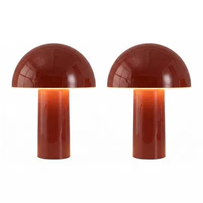Brightech Celia Rechargeable Cordless Led Desk Lamps, Set Of 2 In Red