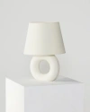 Brightech Chloe 15.5" Led Table Lamp With Off-white Ceramic Base And Cotton Shade In Beige/cream