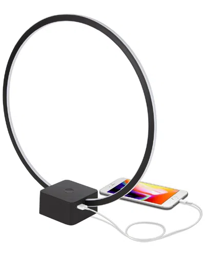 Brightech Circle Led Table Lamp With Usb Port In Black