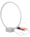 Brightech Circle Led Table Lamp With Usb Port In Silver