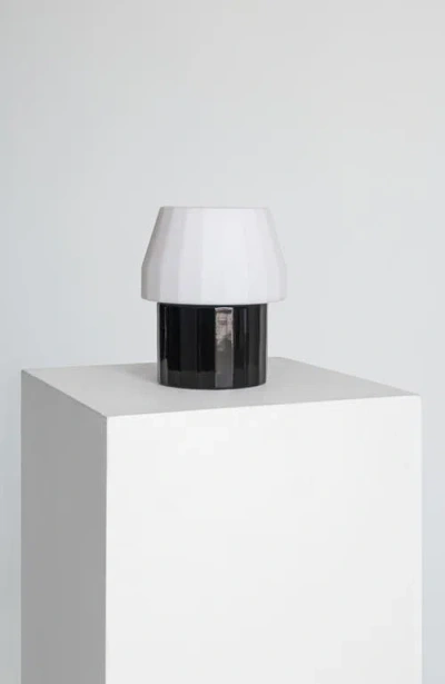 Brightech Duke 9" Modern Ceramic Led Desk Lamp With Glossy Black Base And White Shade, Bulb Included