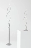 Brightech Embrace 60' Led Industrial 2-in-1 Table And Floor Lamp With Built-in Light Dimmer In Polished Silver