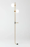 Brightech Equinox 62' Led Modern Sconce Wall Lamp With Glass Globe Shades In Antique Brass