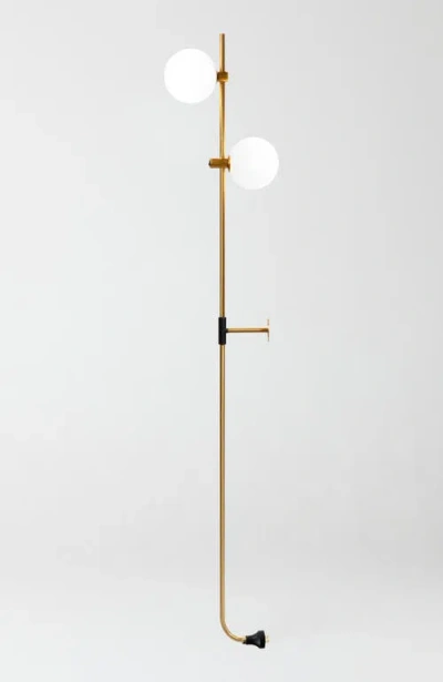 Brightech Equinox 62' Led Modern Sconce Wall Lamp With Glass Globe Shades In Antique Brass