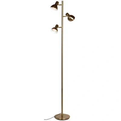 Brightech Ethan 65.5 In. Mid-century Modern 3-light 3-way Dimming Led Floor Lamp With 3 Metal Cone Shades In Brass