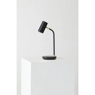 Brightech Ezra 16.5" Modern Led Reading Table Lamp With Built-in Wireless Charging Pad In Black