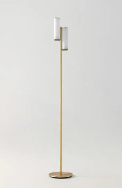 Brightech Gemini 64" Industrial Led Standing Floor Lamp With Glass Cylinder Shades, 3-way Dimming
