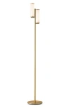 Brightech Gemini 64" Industrial Led Standing Floor Lamp With Glass Cylinder Shades, 3-way Dimming In Gold