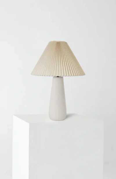 Brightech Gwen 25' Led Modern Table Lamp With Cream Pleated Fabric Shade And Weighted Base