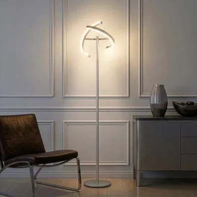 Brightech Halo Split 72 In. Industrial 2-light 3-way Dimming Led Floor Lamp In Silver