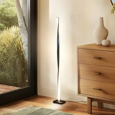 Brightech Helix 48 In. Industrial Led Floor Lamp With Built-in 3-way Dimmer In Black