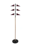 Brightech Ivo 65" Japandi-inspired Floor Lamp With Oak And Red Accent, Integrated Leds In Multi