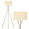 Brightech Jaxon Led Floor Lamp - Pleated Shade In Brass