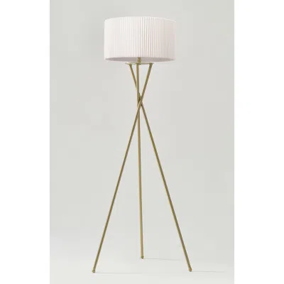 Brightech Jaxon Pleated 60' Smart Home Compatible Led Twisted Tripod Floor Lamp In White