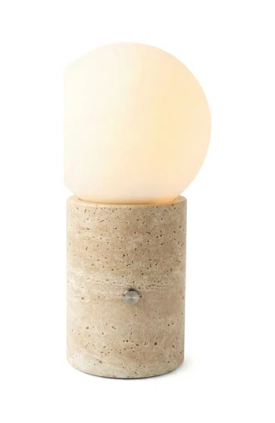 Brightech Kai 11" Modern Frosted Glass Orb Table Lamp With Usb Charging Port And Built-in 3-way Dimm In Metallic