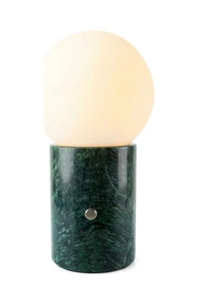 Brightech Kai 11" Modern Frosted Glass Orb Table Lamp With Usb Charging Port And Built-in 3-way Dimm In Metallic