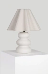 Brightech Kelsey 17.5" Modern Organic Shape Led Table Lamp With Ceramic Base And Wavy Cotton Fabric  In White