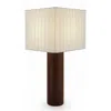 Brightech Koa 20" Led Table Lamp With Solid Walnut Wood Base And Triangle Cotton Shade In Brown