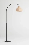 Brightech Lark 75' Boho Wicker Led Floor Lamp With Rattan Empire Shade In Classic Black