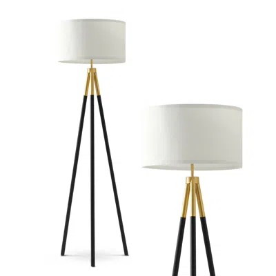 Brightech Levi - Led Black And Gold Tripod Floor Lamp