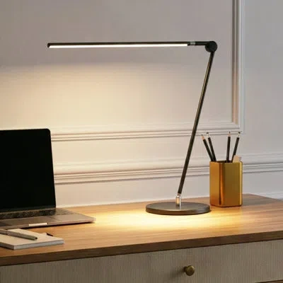 Brightech Libra 39 In. Dimmable Led Industrial Desk Lamp With Usb-c Port And Adjustable Lamp Head In Black