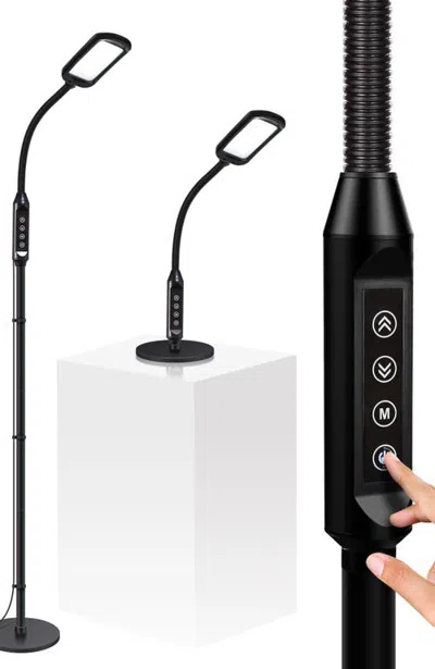 Brightech Litespan 56" Led 2-in-1 Gooseneck Adjustable Floor Or Desk Lamp With Built-in Dimmer In Black