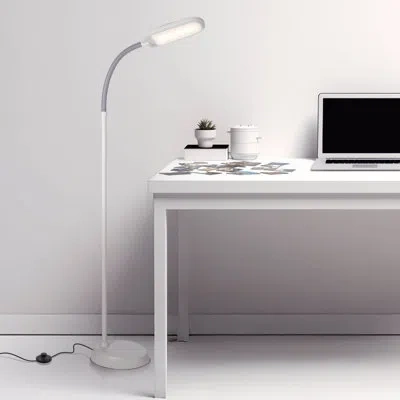 Brightech Litespan Slim 55 In. Industrial Dimmable Led Directional Task Floor Lamp In White