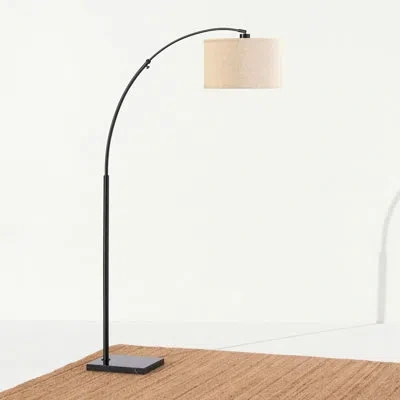 Brightech Logan 76 In. Adjustable And Extendable Led Arched Gold Floor Lamp With Weighted Marble Base - Led Bu In Black,beige