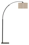 Brightech Logan 76" Modern Extendable Led Floor Lamp With Fabric Drum Shade, Bulb Included In Black