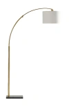 Brightech Logan 76" Modern Extendable Led Floor Lamp With Fabric Drum Shade, Bulb Included In Gold