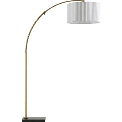 Brightech Logan 76" Modern Extendable Led Floor Lamp With Fabric Drum Shade, Bulb Included In Gold
