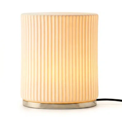 Brightech Lumi 7" Cream Matte Glass Dimmable Led Table Lamp With Oval Metal Base In Orange